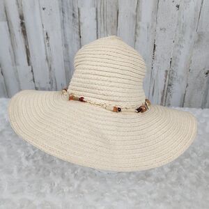 Elegant Cream Sun Hat with Beaded Detail